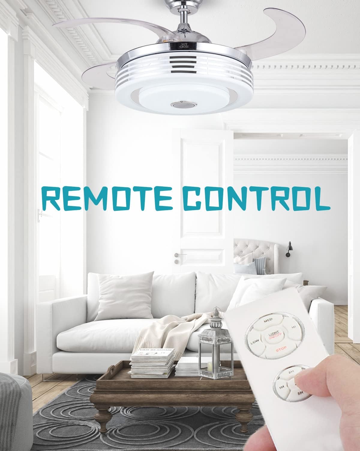 Bеѕt Dеаl 🛒 NUTCRUST Retractable Invisible Ceiling Fan with Light and Bluetooth Speaker, 7 Colors Change Bluetooth Speaker Music Player Modern Ceiling Fan Chandelier with Remote Control 36W LED (42 inch) TOP оƒƒERS NUTCRUST Retractable Invisible Ceiling Fan with Light and Bluetooth Speaker, 7 Colors Change Bluetooth Speaker Music Player Modern Ceiling Fan Chandelier with Remote Control 36W LED (42 inch)