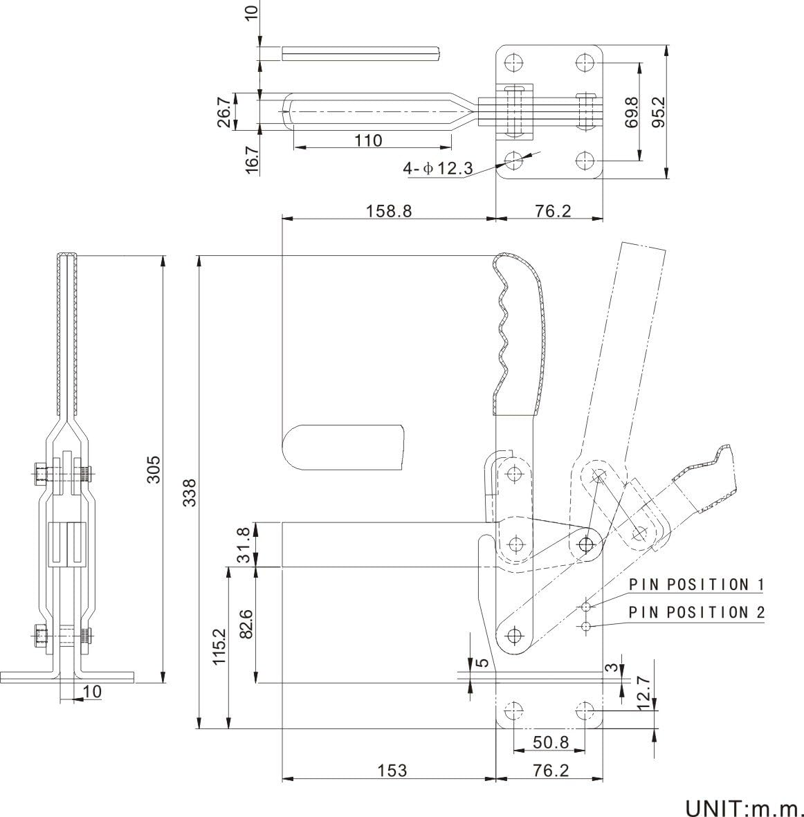 Vertical Handle Toggle Clamp CH-101-J