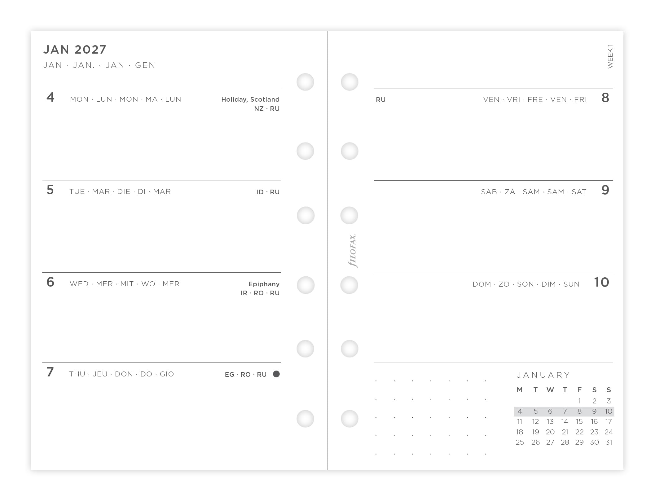Filofax Pocket Minimal Week na dwóch stronach 2027 dziennik 27-68290