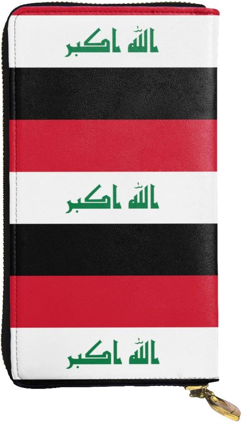 Iraqi flag Women's wallet, clutch wallet, with zipper, large capacity.
