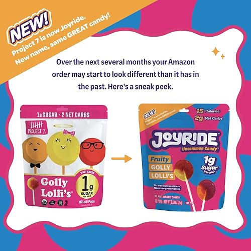 Miniatura 7 de JOYRIDE by Project 7 - Paletas orgánicas bajas en azúcar, 0.04 oz de azúcar por Lolli, vegano, caramelo duro sin OMG, sabor variado, 3 paquetes (12