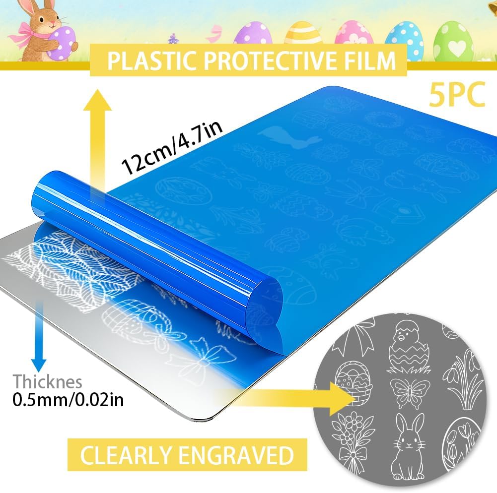 PH PandaHall 5pcs Easter Nail Stamp Plate Cute Bunny Chick Nail Art Template Easter Eggs Nails Image Plates Mushroom Spring Manicures Art Template for Women Holiday Manicure DIY Designs Decorations