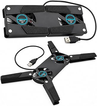 Mobee Ultra Small Foldable Laptop Cooler, Stylish Design, 2 Fans, USB Connected, Black Plastic Feet