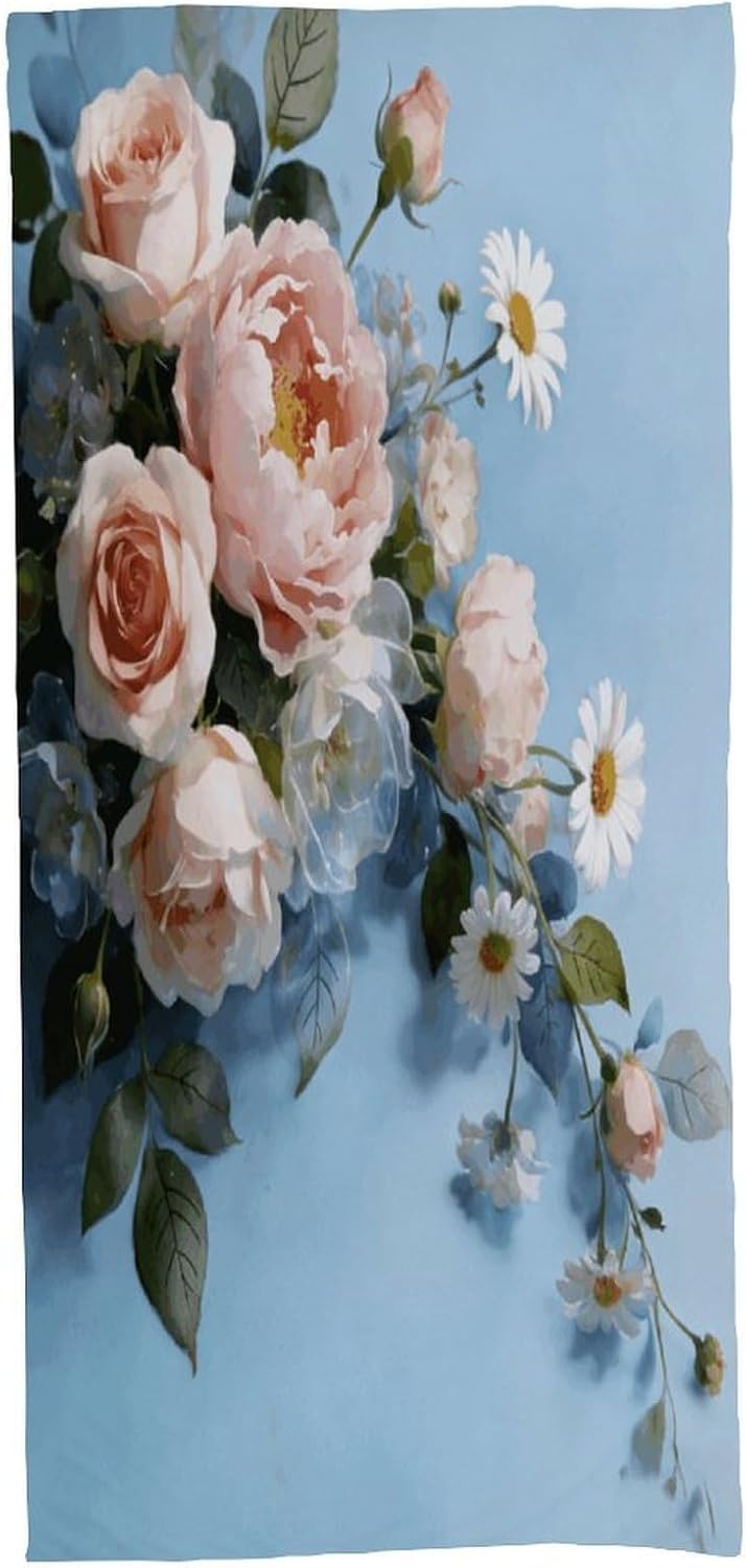 Watercolor Floral Bath Towel, Highly Absorbent & Quick Drying Beach Towel, Compact & Lightweight Pool Towel for Bathroom, Beach, Pool, Gym, Spa, and Hotel Use