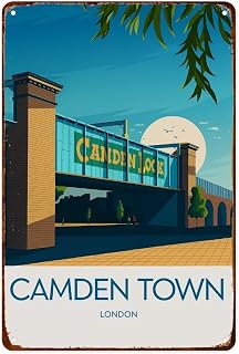 Camden Town travel print Metal Aluminum Signs Retro Wall Decor 8X12 Inch for Living Room Kitchen Farm Bedroom Bathroom Decoration Posters