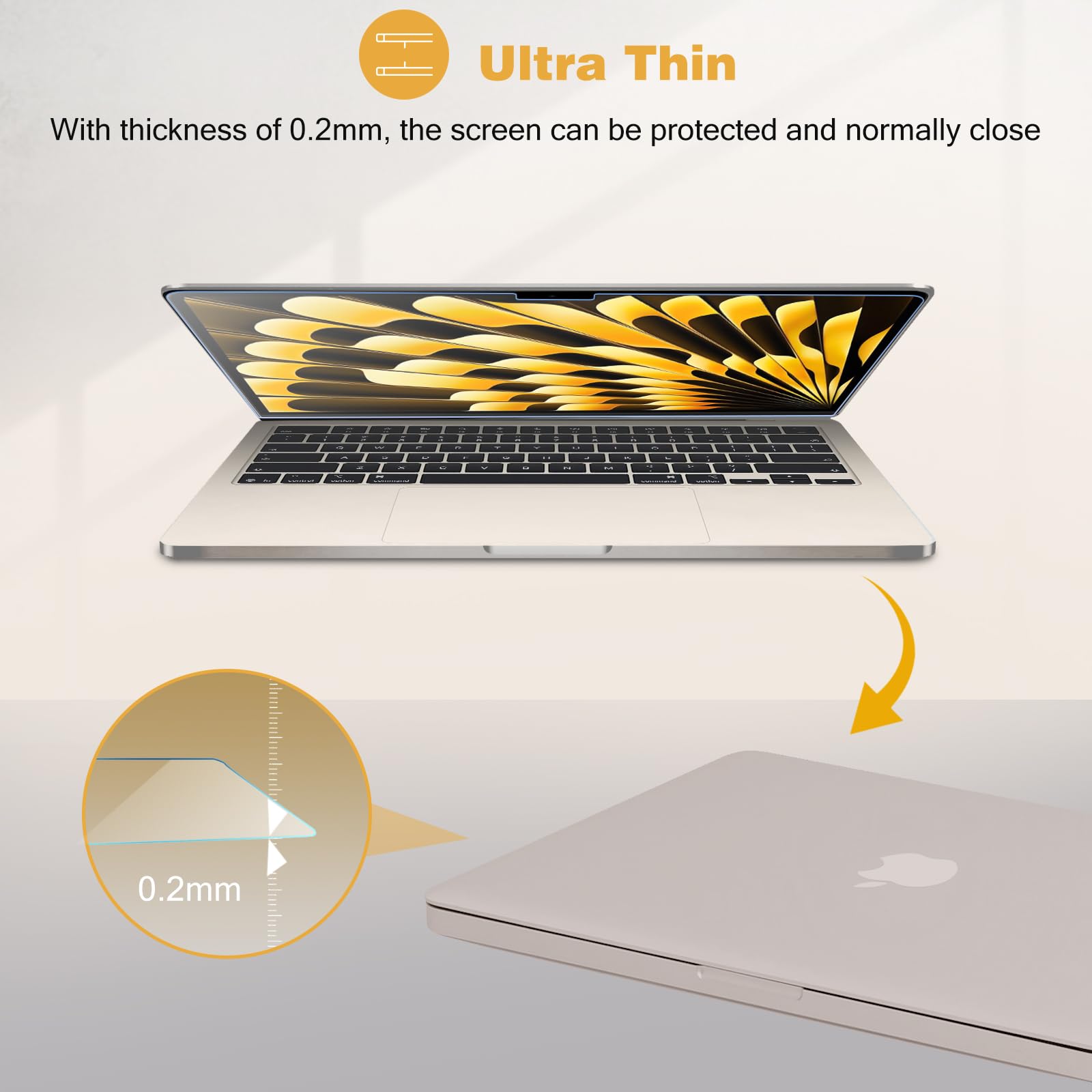 ProCase [2枚セット] MacBook Air 15インチ 強化ガラスフィルム 2枚セット 2026-2023年モデル M5/M4/M3/M2用 スクリーンプロテクター 9H硬度 MacBook Air 15インチノートパソコン用、耐傷、指紋防止、HDクリア