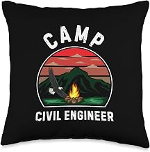 Camp Civil Engineer Retro Summer Camper Staff Camping Throw Pillow