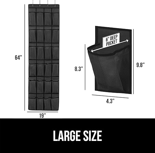 Miniatura 6 de GORILLA GRIP Organizador de zapatos sobre la puerta, 24 bolsillos extra grandes de malla transpirable, soporte de almacenamiento colgante que ahorra