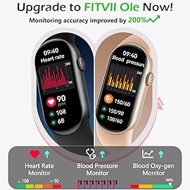 FITVII Slim Fitness Tracker AMOLED with Blood Oxygen, Blood Pressure, 24/7 Heart Rate and Sleep Tracking, IP68 Waterproof Activity Trackers and Smart Watches with Step Tracker, Pedometer for Women Men