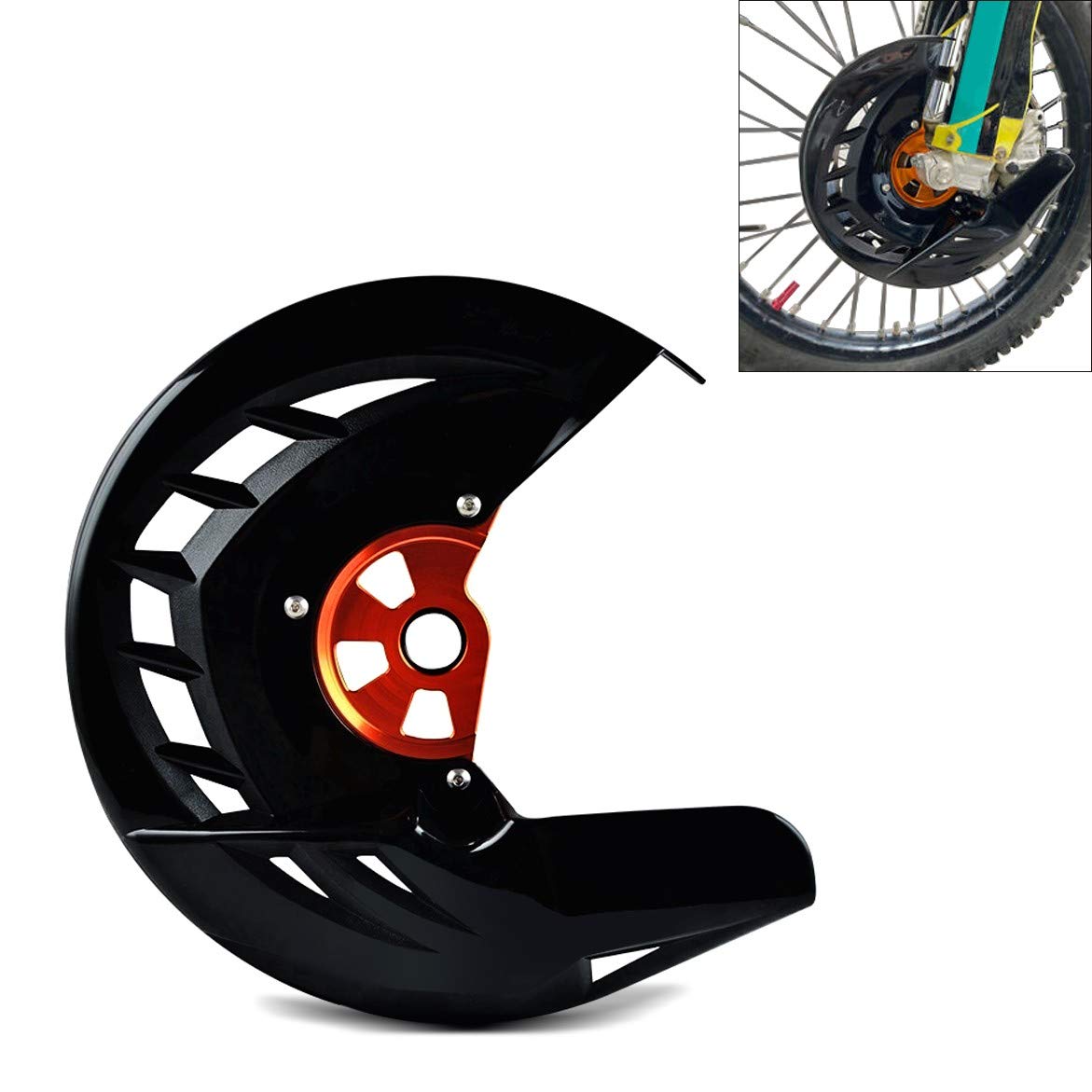 Bremsscheibenschutz für KTM 350/250 EXC-F 16-21 vorne XDure schwarz-orange