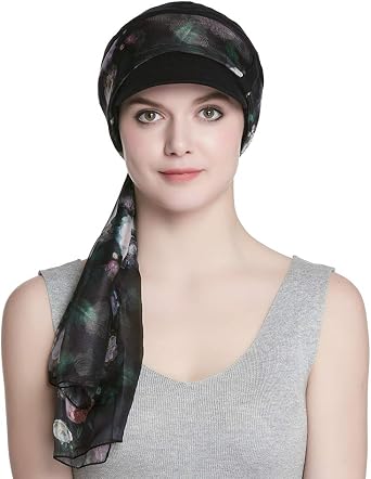 Alnorm Breathable Cotton Hat and Scarf Set Chemo Headwear for Women
