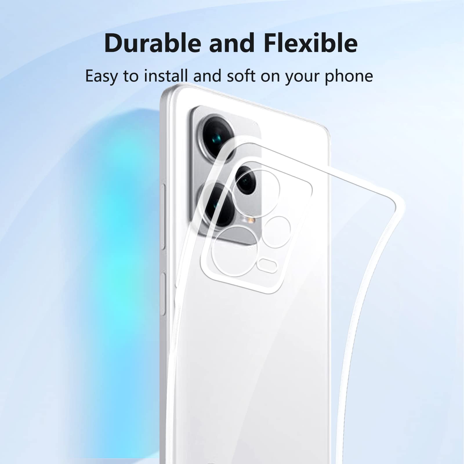 ROVLAK Case compatible with Xiaomi Redmi Note 12 Pro+ Clear Ultra Slim Case Anti Yellowing Soft TPU Silicone Anti-Fingerprint Cover+Shockproof Case Full Body Protection - Image 3