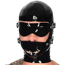 SM Latex Hood Black Rubber Mask Handmade with Back Zipper Removable Mask for Sexy Cosplay Couples