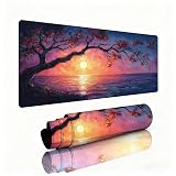 Tappetino Mouse Albero Solitario Tappeto Scrivania 900x400x3mm Tappetino Mouse Gaming Tramonto Mousepad Esteso Base In Gomma Impermeabile e Antiscivolo Accessori per Computer,Proteggi Scrivania W1-645