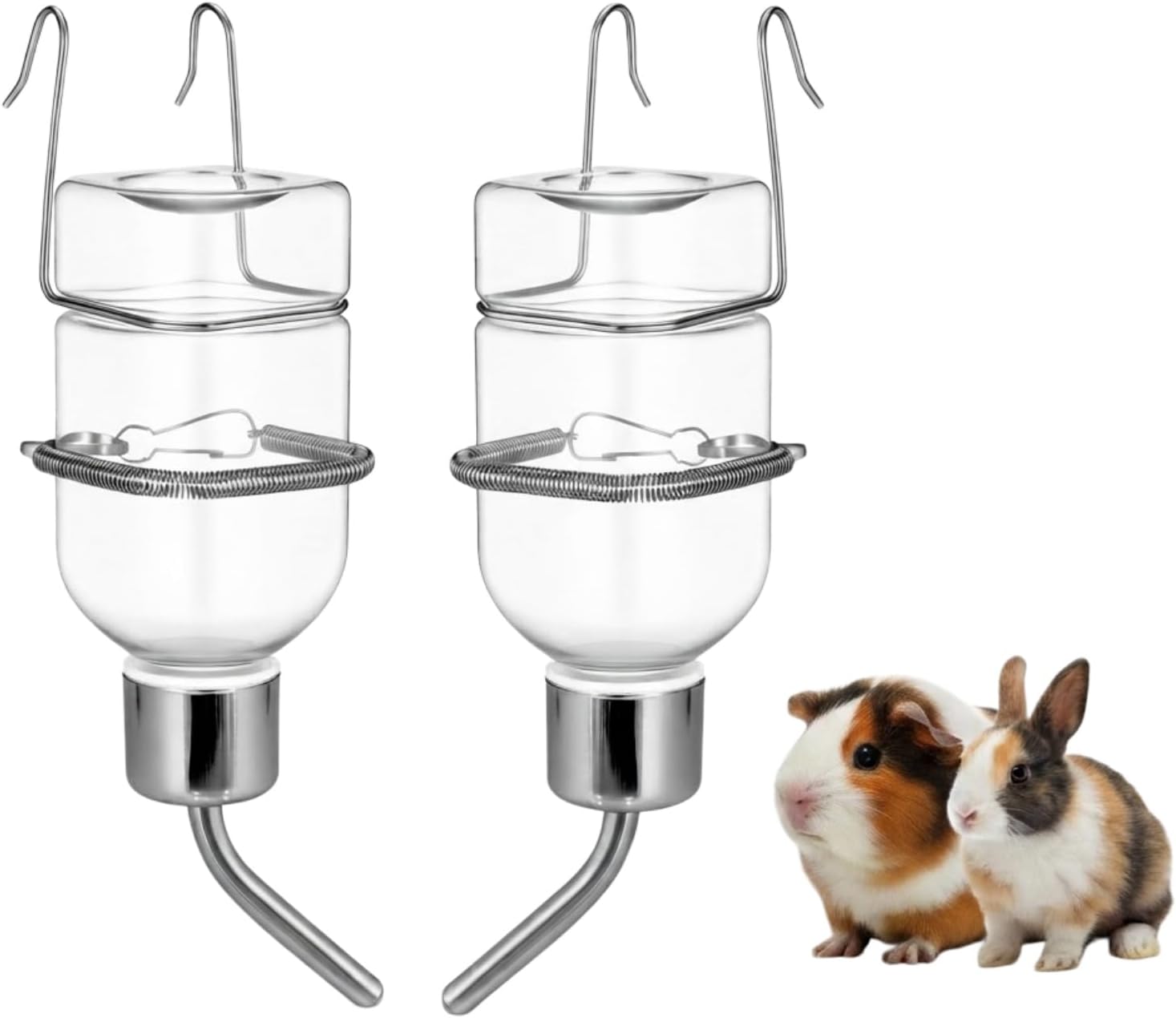 UPKOCH 2Pcs No Drip Water Bottle for Cage, 6oz Small Animal Waterer Dispenser, Hanging Pet Drinker for Rabbit, Guinea Pig, Hamster, Chinchilla, Bunny