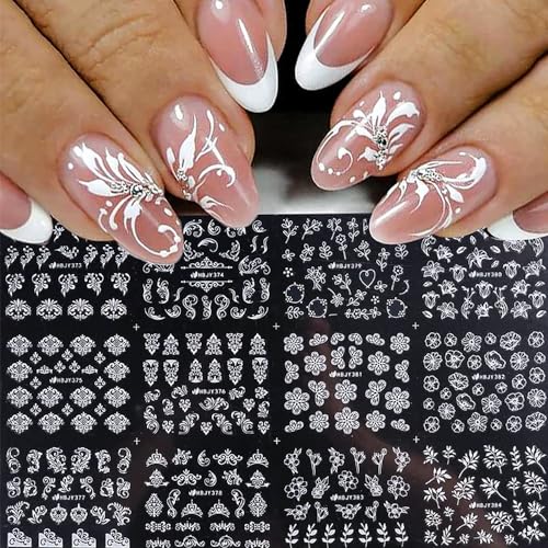 White Flowers Nail Art Stickers