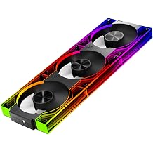 Jungle Leopard JM V3 120mm PC Case Fan Infinity Mirror Module Daisy-Chain 120mm RGB PWM Fan Triple Pack Suitable for Computer Case & 360mm AIO CoolerBlack-3Pack