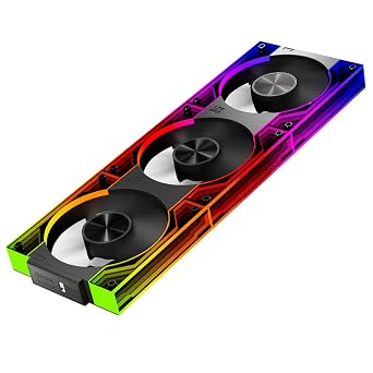 Jungle Leopard JM V3 120mm PC Case Fan Infinity Mirror Module Daisy-Chain 120mm RGB PWM Fan Triple Pack Suitable for Computer Case & 360mm AIO CoolerBlack-3Pack