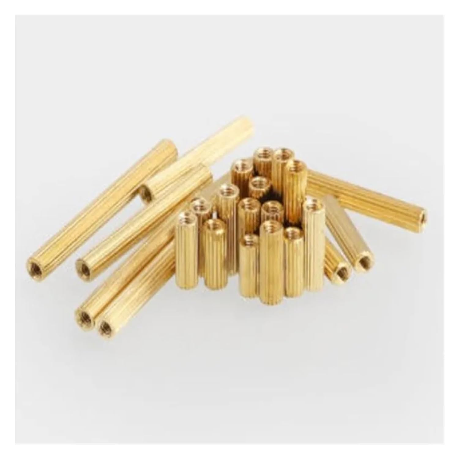 50pcs M2*L L=3mm to 40mm 2mm Thread Brass Round Standoff Spacer Female Female M2 Brass Threaded Spacer(M2x35)