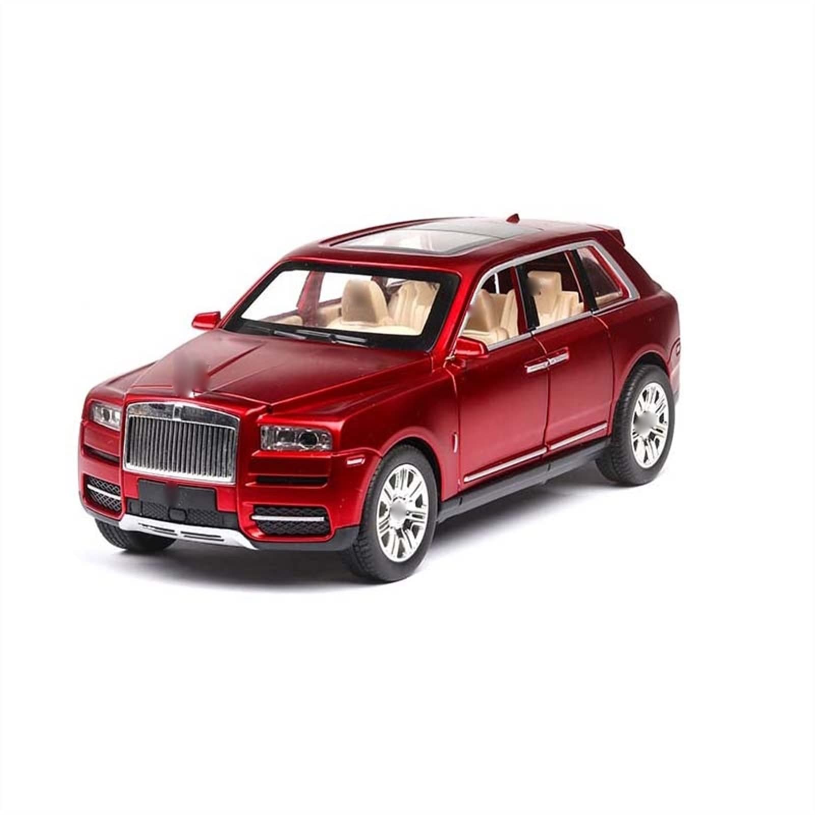 Diecast Car 1/24 For Rolls-Royce For Cullinan SUV Alloy Model Die Cast Toy Car Simulation Sound Light Pull Back Toys Vehicle Child Gift (Color : Red)