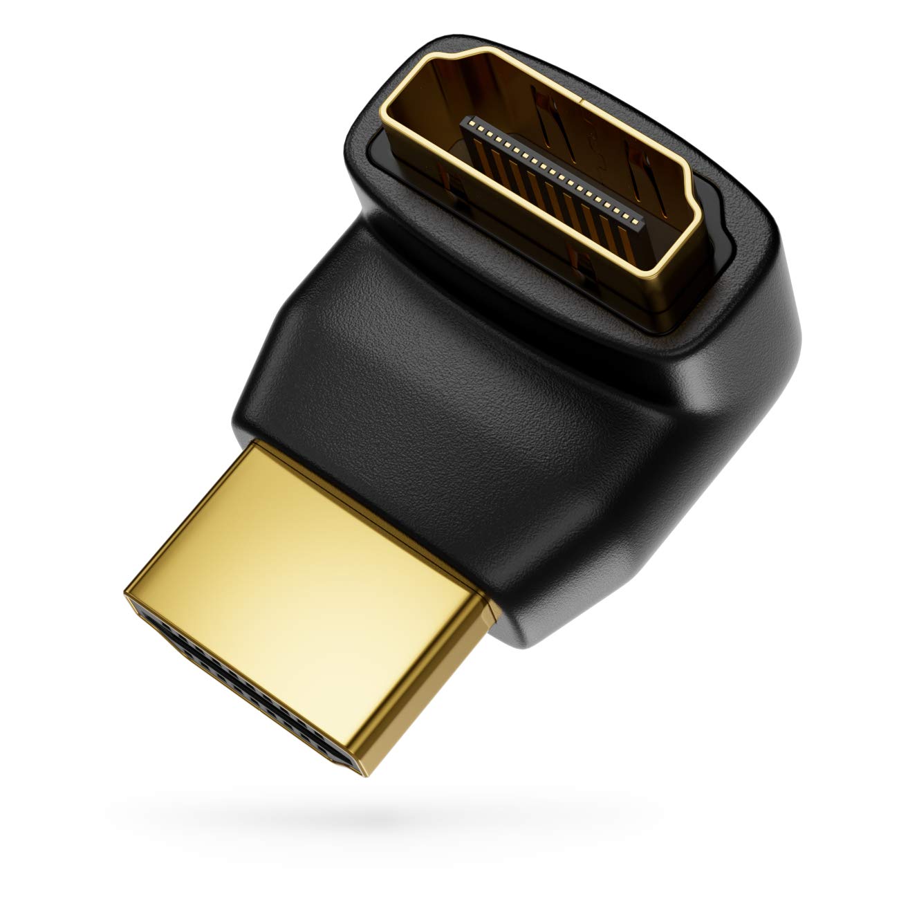 deleyCON Adattatore HDMI Angolato 90° Gradi - Connettore HDMI a Porta HDMI - Contatti Placcati in Oro - 3D 1080p FULL HD - Nero
