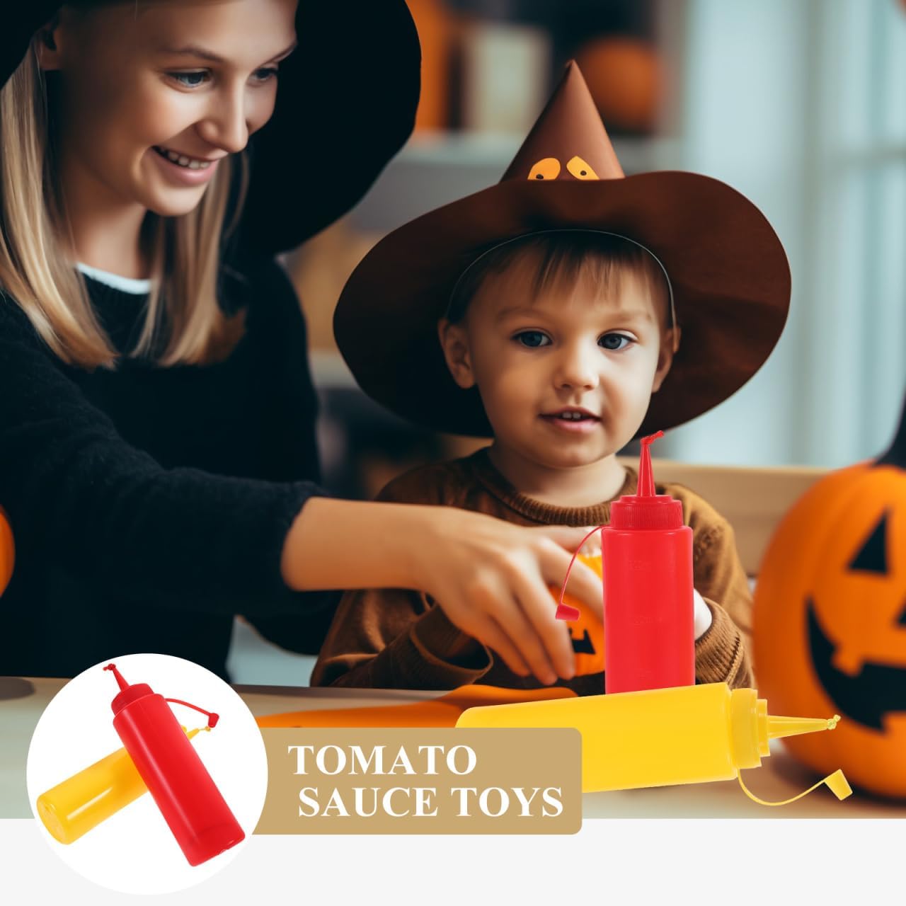 VICASKY Tomato Sauce Prank Toys - 2Pcs Fake Ketchup and Mustard Squeeze Bottles for Fun Stress Relief and Party Favor image 3