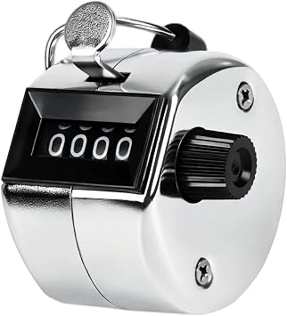 Metal Handheld Tally Counter, Clicker Counter with 4 Digit Display | Hand Mechanical Counter for Counting, Golf, Baseball, Knitting, Coaching, Fishing and Laps