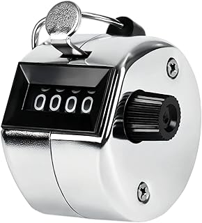 Metal Handheld Tally Counter, Clicker Counter with 4 Digit Display, Hand Mechanical Counter for Counting, Golf, Baseball, Knitting, Coaching, Fishing and Laps