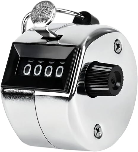 Metal Handheld Tally Counter, Clicker Counter with 4 Digit Display, Hand Mechanical Counter for Counting, Golf, Baseball, Knitting, Coaching, Fishing and Laps