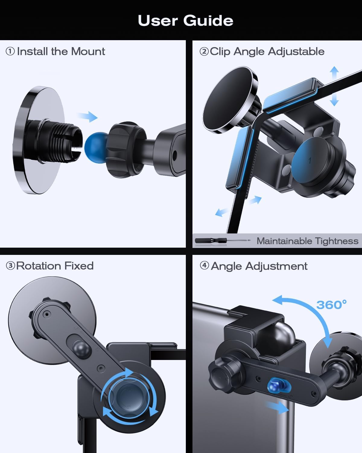 360° Adjustable Magnetic Phone Holder for Toyota Corolla/Corolla Cross 2019-2026 8/10.5 Inch, Screen-Friendly for MagSafe Magnetic Car Dash Phone Holder