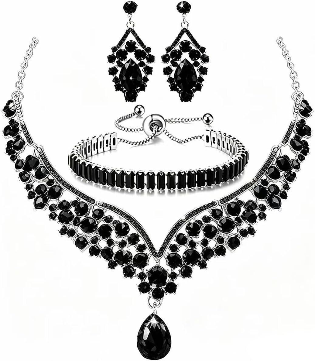 Women's Wedding Jewelry Crystal Collection Necklace Bracelet Pendant Earring Set