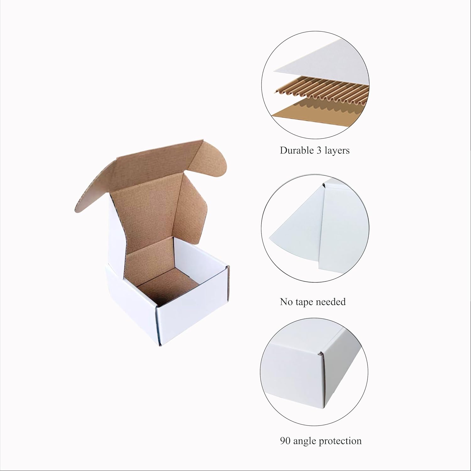 Shipping Boxes Corrugated Cardboard Mailer Boxes Literature Mailer for Packaging Small Business Craft Gifts Giving Products (White, 4x4x2)