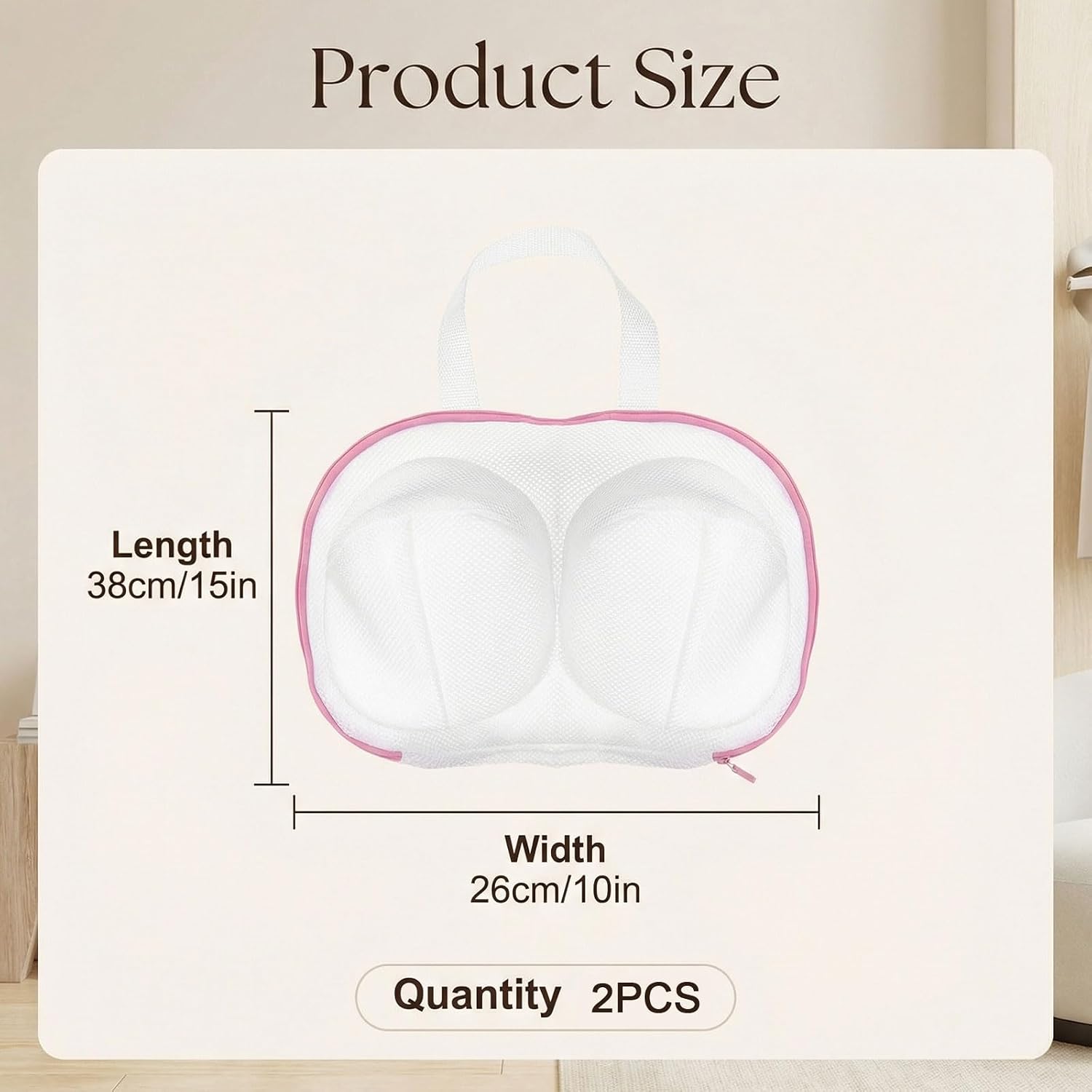 2 Pack Large Bra Washing Bags for Laundry, BraBag for Washing Machine, Bra WashingProtector with Premium Zipper, Mesh Lingerie Bags for Delicates Underwear Brassiere Integrated image 2