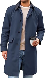 Runcati Mens Trench Coat Single Breasted Corduroy Lapel Long Jacket Fall...