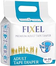 FIXEL Adult Tape Diapers for unisex, Medium size, M (20 PCS)