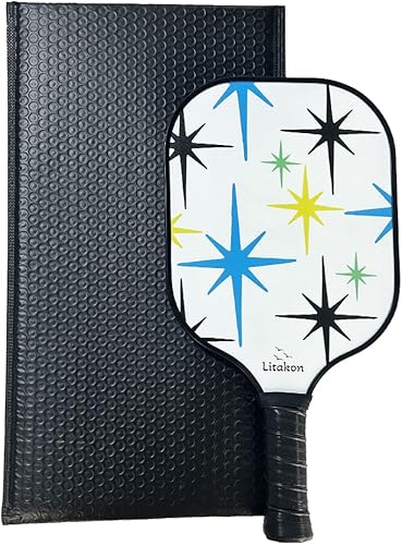 Miniatura 2 de Raqueta o pala de pickleball de fibra de vidrio premium, núcleo de panal de polipropileno ligero, agarre antideslizante cómodo y acolchado,