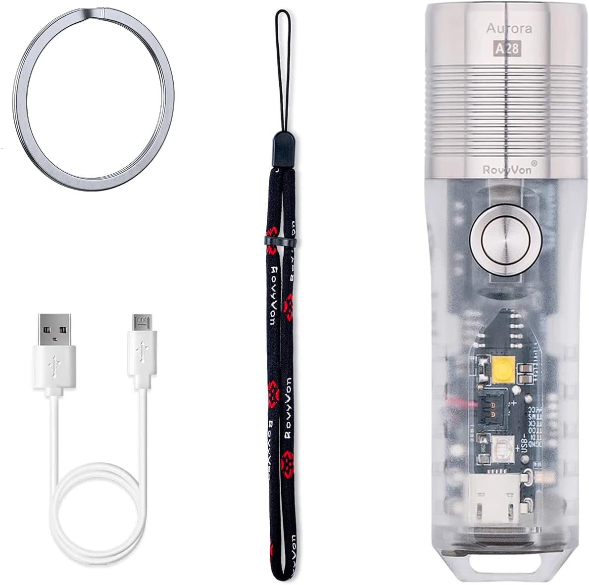 RovyVon Aurora A28 EDC Flashlight 1000 Lumens, Versatile Sidelight Neutral White and 365nm UV Black Light,600mAh Rechargeable Battery, for Everyday Carry, Camping, Outdoors