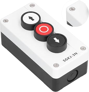 Momentary Switch Station Box, ABS Shell Reset Push Button Switch, Up and Down Stop Control Emergency Stop Button for Roller Door, 3 Way Crane, Truck Lift(SGKJ-3N)