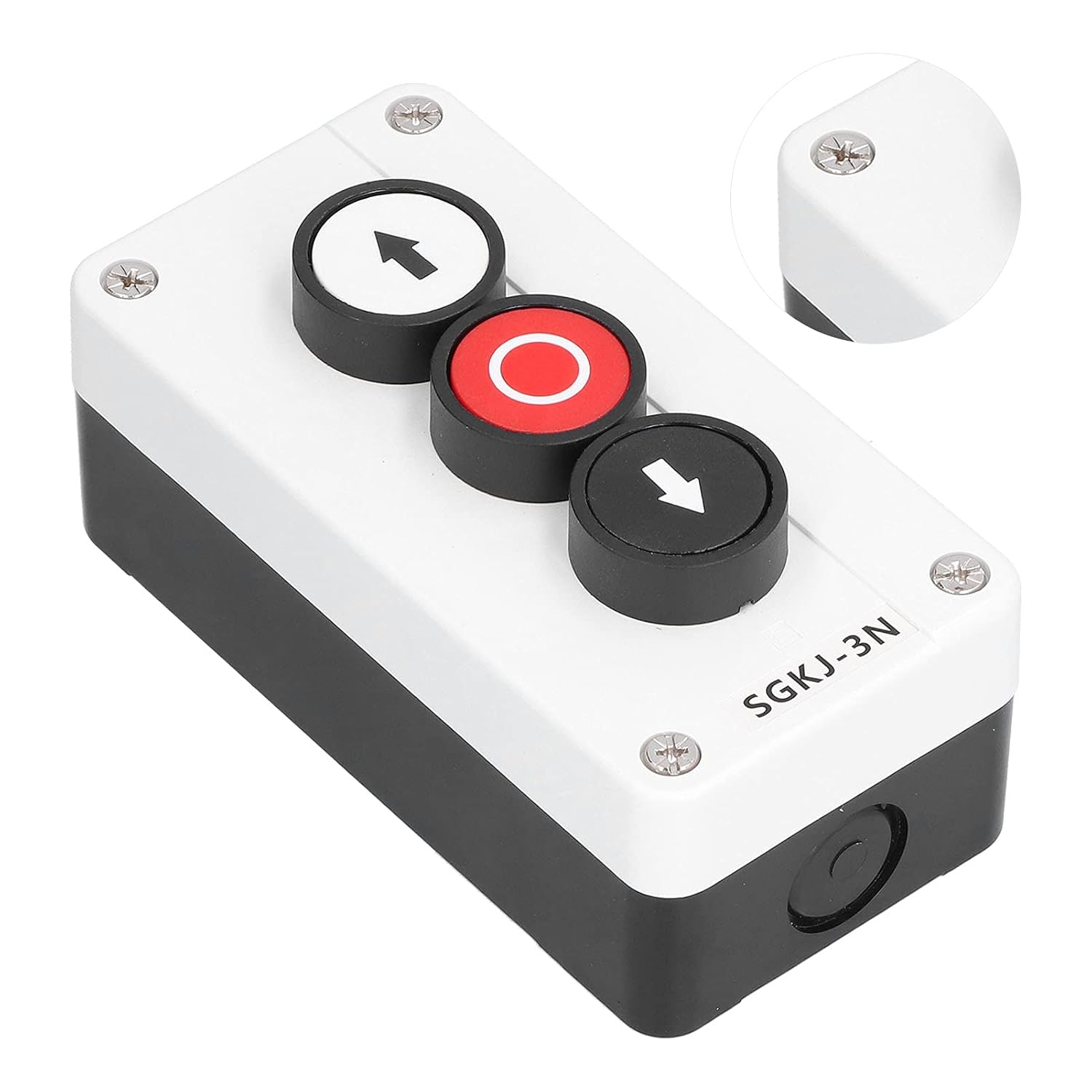 Momentary Push Button Switch Station Box Up and Down Stop Control Start Stop Red Green Sign Pushbutton Switch for Winch Roller Door Truck Tail Lift (SGKJ-3N)