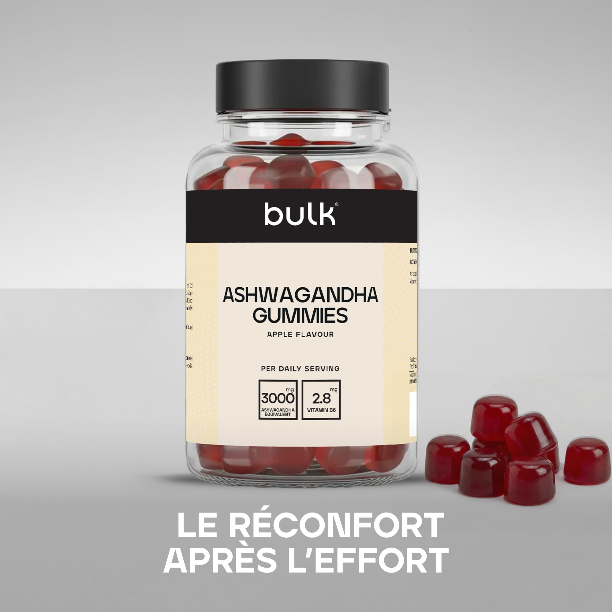 Bulk Gummies d’ashwagandha, 3000mg, Pomme, 60 Gummies