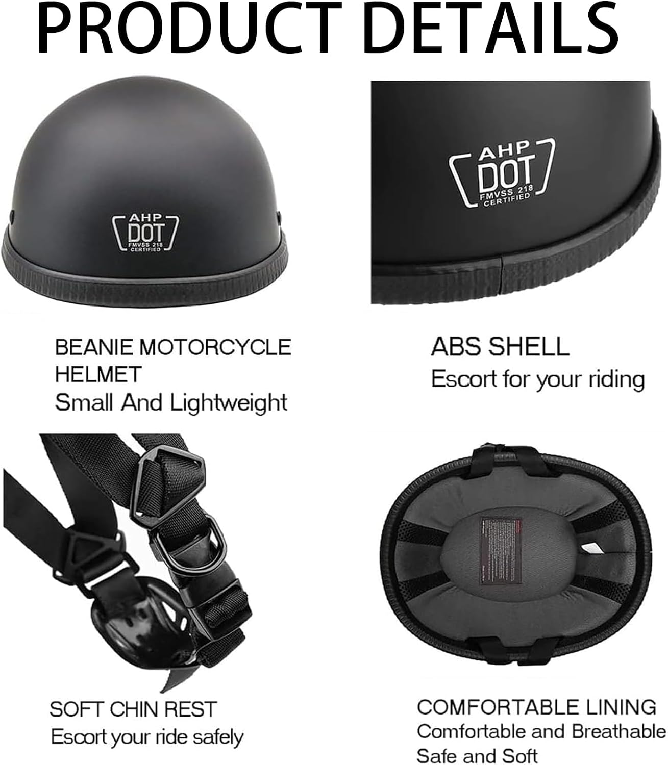 Retro Style Motorcycle Half Helmet - Classic Design Half Motorcycle Helmet, DOT Certified
