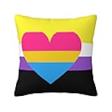 WELLFINEHA Nonbinary Genderqueer Non Binary Pansexual Throw Pillow Cover Square Decorative Cushion Cases for Home Couch Living Room Bed Sofa Car 18x18 Inch