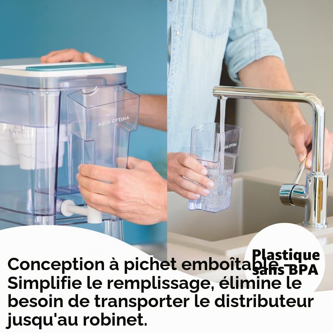Aqua Optima LAICA - Réservoir d'eau filtré 8,2 l avec 6 filtres pour réfrigérateur ou countertop WD1001