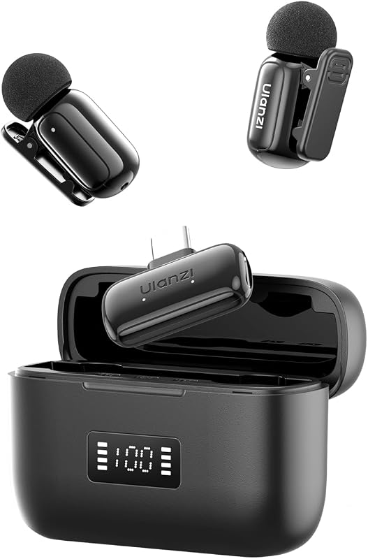 A200 Mini Mic Wireless Lavalier Lapel Microphone for iPhone 17/16/15 Type-C, 48kHz/24-bit, Plug & Play, Smart Noise Cancelling, Digital Display, 30H Battery for Video Recording