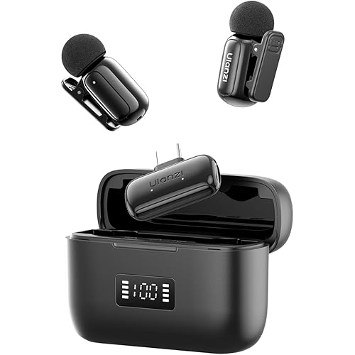 ULANZI A200 Mini Mic Wireless Lavalier Lapel Microphone for iPhone 17/16/15 Type-C, 48kHz/24-bit, Plug & Play, Smart Noise Cancelling, Digital Display, 30H Battery for Video Recording