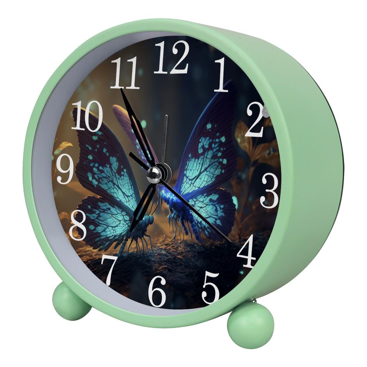 Alarm Clock Forest Butterflies, Silent Non-Ticking with Night Light