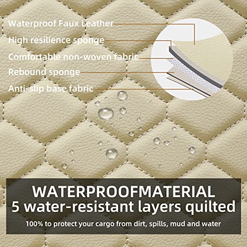 Elantrip Auto Car Seat Covers Leather Car Seat Protector for Women Airbag Compatible Diamond Pattern PU Seat Cover Universal Fitness 2PCs Beige - Thumbnail 2