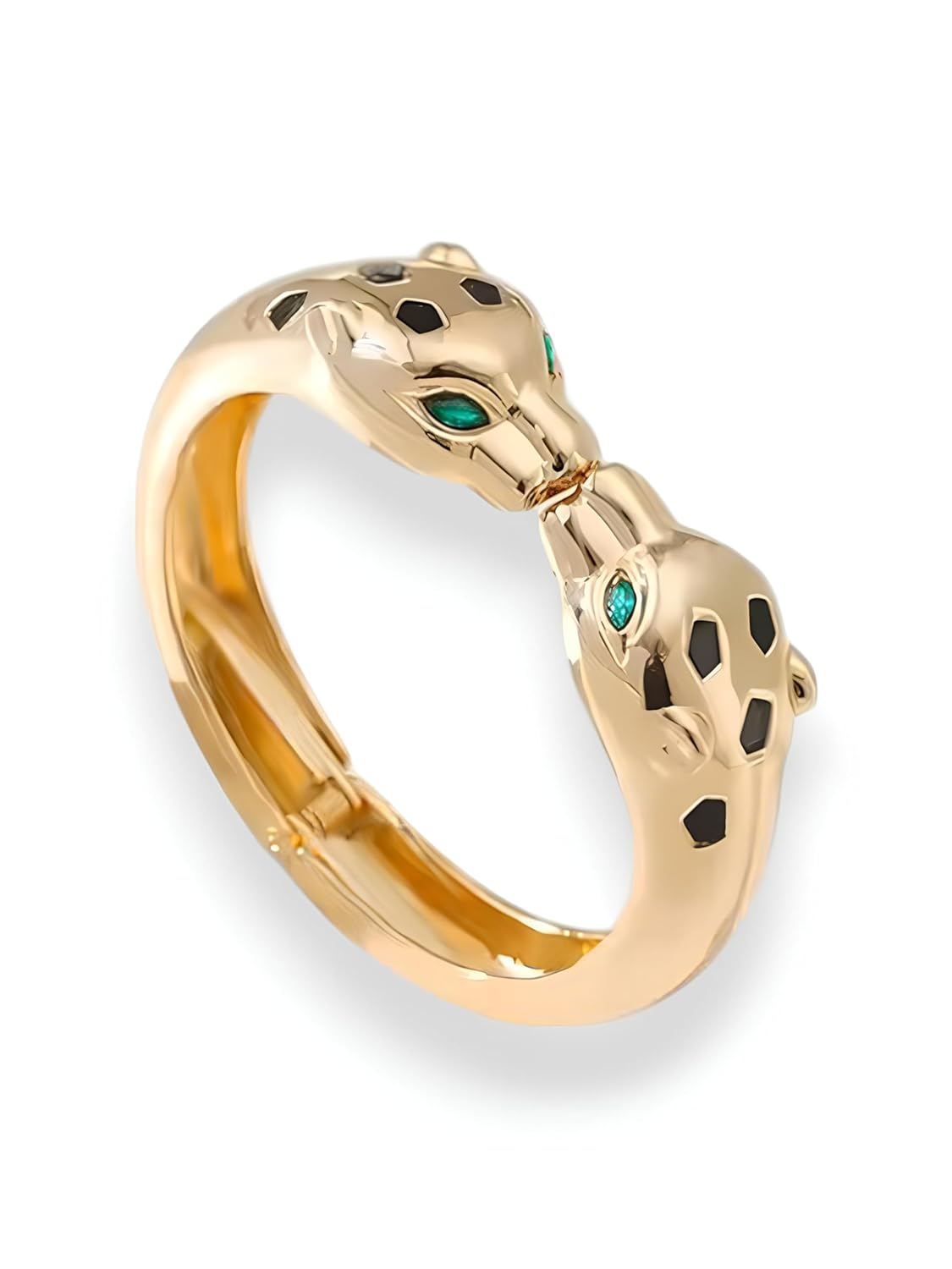 Karatcart Bohey Designer Green Eye Leopard Gold Plated Bangle Bracelet for Women