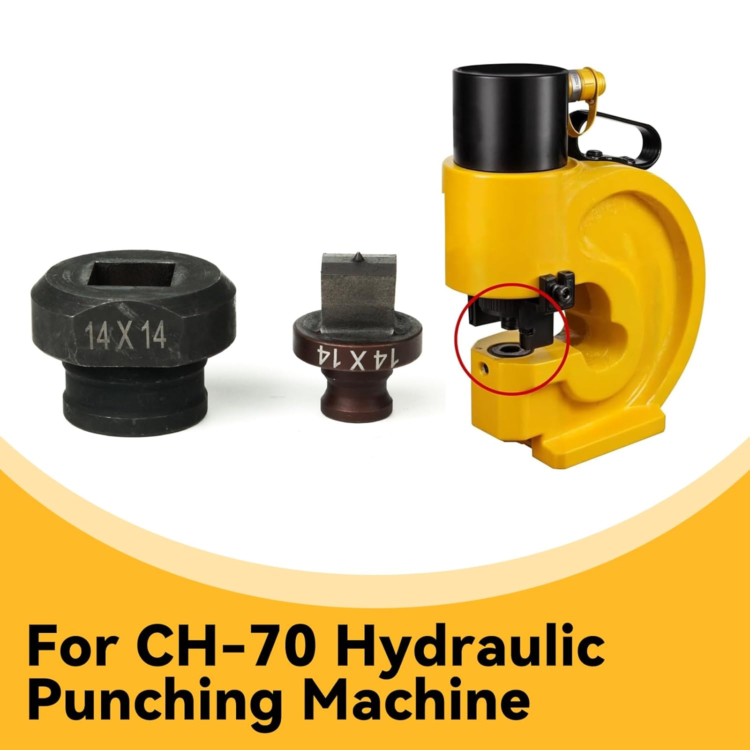 SPM-20/JP-20/MHP-20 Electric Hydraulic Punch Tool with Stainless Steel Slotted Square die for Architectural Metalworking (13.8x13.8mm)