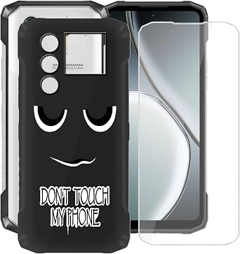Black Soft TPU Bumper Phone Case for Doogee Blade 10 Max 6.56" with 1 X Tempered Glass Screen Protector, Slim Silicone Shockproof Cover for Doogee Blade 10 Max - Do not Touch
